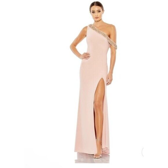 Mac Duggal Dresses & Skirts - Mac Duggal Dress Gown Size 6 Pink Beaded Drop Shoulder Rhinestones 68163 $398